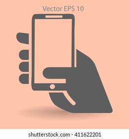 Hand holding a mobile phone vector illustration