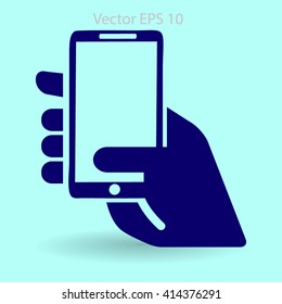 Hand holding a mobile phone vector illustration