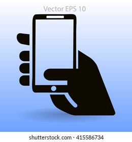 Hand holding a mobile phone vector illustration