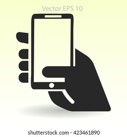 Hand holding a mobile phone vector illustration