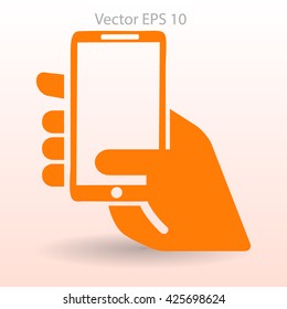 Hand holding a mobile phone vector illustration