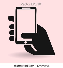 Hand holding a mobile phone vector illustration