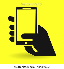 Hand holding a mobile phone vector illustration