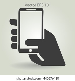 Hand holding a mobile phone vector illustration