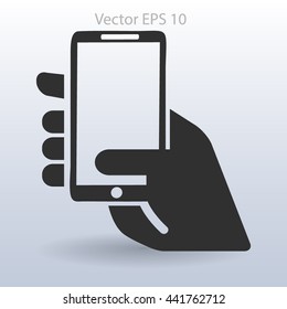 Hand holding a mobile phone vector illustration