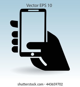 Hand holding a mobile phone vector illustration