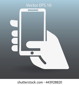 Hand holding a mobile phone vector illustration