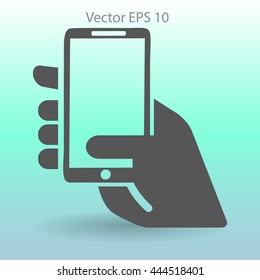 Hand holding a mobile phone vector illustration
