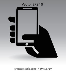 Hand holding a mobile phone vector illustration