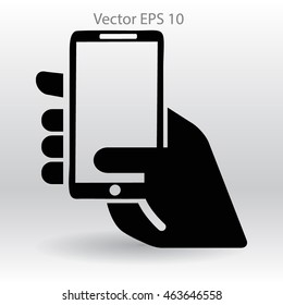 Hand holding a mobile phone vector illustration