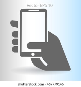 Hand holding a mobile phone vector illustration