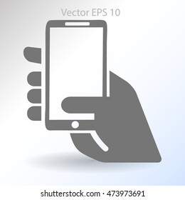 Hand holding a mobile phone vector illustration