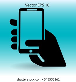 Hand holding a mobile phone vector illustration