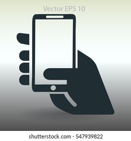 Hand holding a mobile phone vector illustration