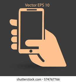 Hand holding a mobile phone vector illustration