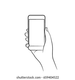 Hand holding mobile phone vector