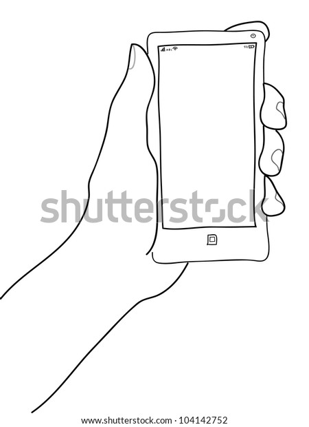 Hand Holding Mobile Phone Vector Illustration Stock Vector (Royalty ...