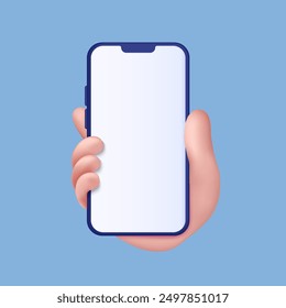 hand holding mobile phone for with white screen background