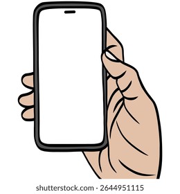 Mão segurando celular Smart Phone com tela em branco Vetor Ilustração