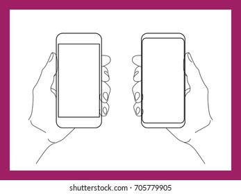 Hand holding mobile smartphone phone vector illustration