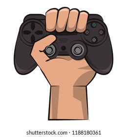 Hand holding modern gamepad