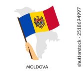 Hand is holding Moldova national flag