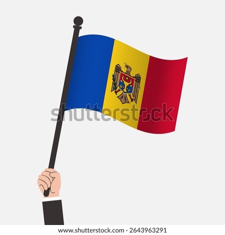 Hand Holding Moldova Waving Flag