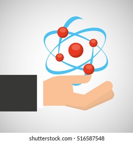 hand holding molecule structure chemical graphic vector illustration eps 10