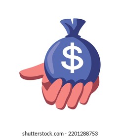 Hand Holding Money Bag Icon Design