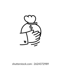 Hand Holding Money Bag Icon - Doodle Style Financial Icon