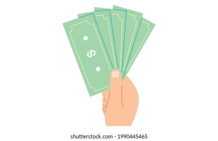 Hand holding money banknotes. Payment concept