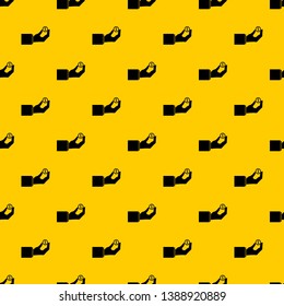 Hand holding the money coin pattern seamless vector repeat geometric yellow for any design