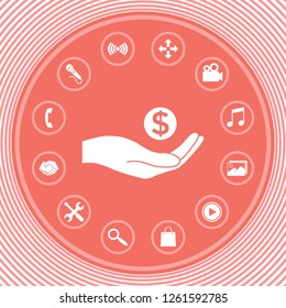 Hand holding money - dollar symbol. Graphic elements for your design