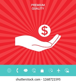 Hand holding money - dollar symbol. Graphic elements for your design