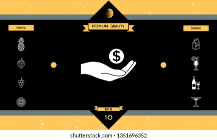 Hand holding money - dollar symbol. Graphic elements for your design