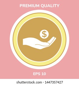 Hand holding money - dollar symbol. Graphic elements for your design