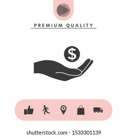 Hand holding money - dollar symbol. Graphic elements for your design