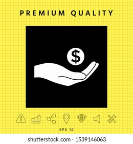 Hand holding money - dollar symbol. Graphic elements for your design