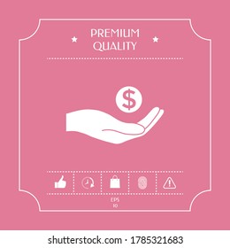 Hand holding money - dollar symbol. Graphic elements for your design