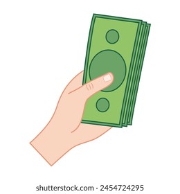 Hand Holding Money. Flat, Vector, Illustration, Cartoon, EPS10.