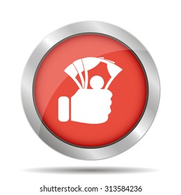 hand holding money icon. Flat design style eps 10