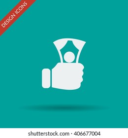 hand holding money icon. Flat design style eps 10
