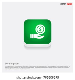 Hand holding money icon Green Web Button