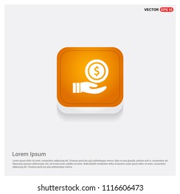 Hand holding money icon Orange Abstract Web Button - Free vector icon