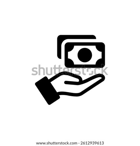 hand holding money icon, representing payment, earning, giving or receiving money suitable for various design projects