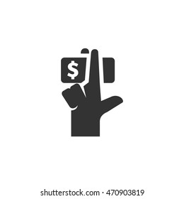 Hand holding money icon in single color. Service tip hotel waitress restaurant bribe gratification