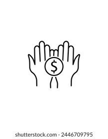 hand holding money icon, vector best line icon.