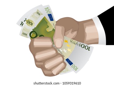 hand holding money. isolated on white background