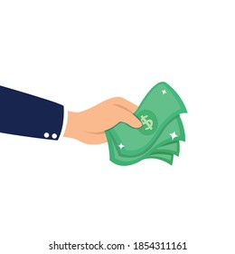 Hand holding money for paying or buy product.