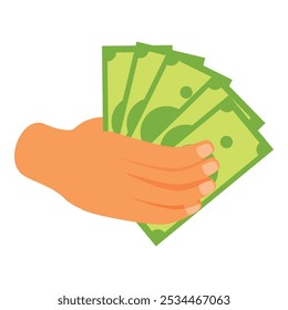 Hand holding money, paying with cash, finance concept